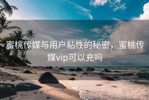 蜜桃传媒与用户粘性的秘密，蜜桃传媒vip可以充吗